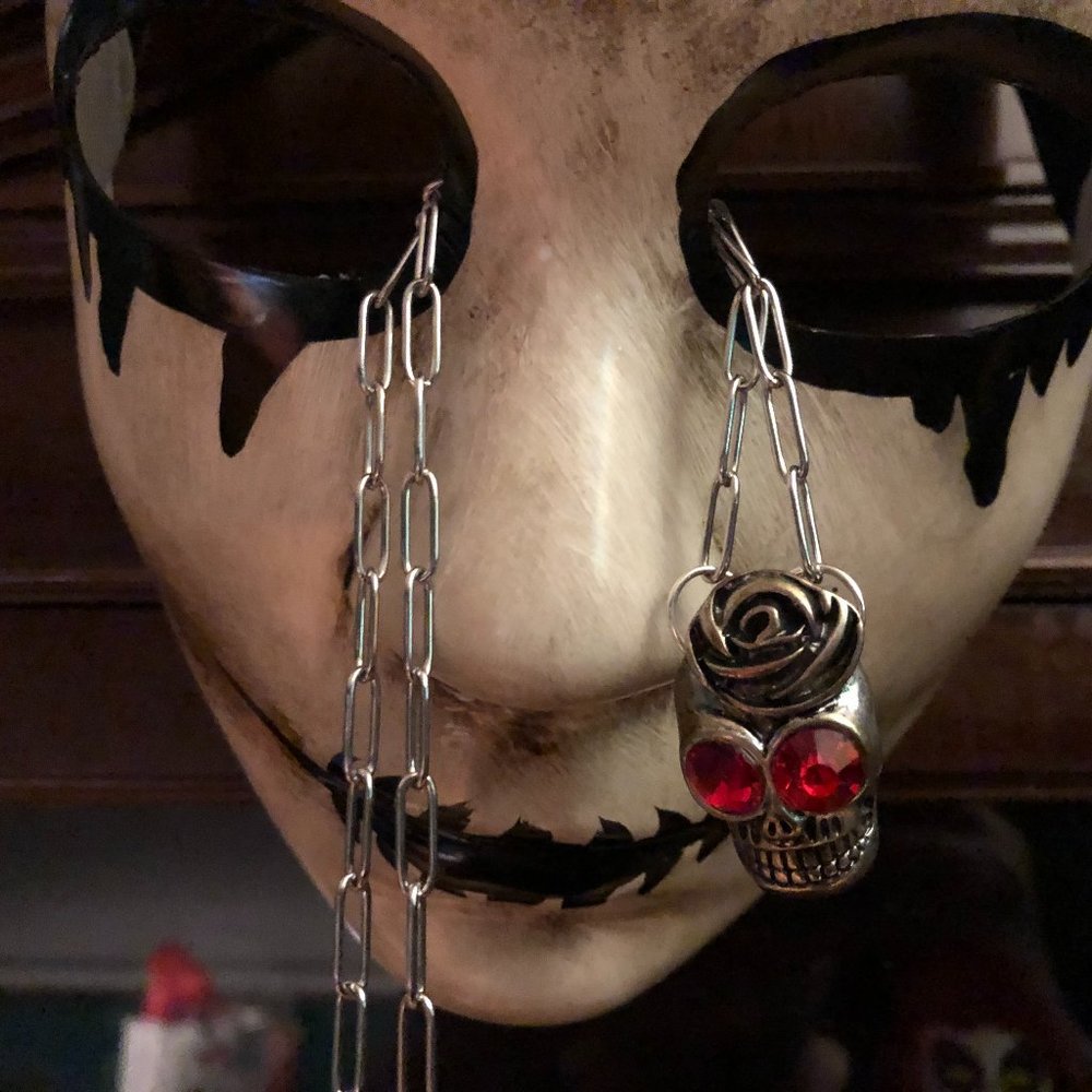 Rosy Day of the Dead Skull Necklace